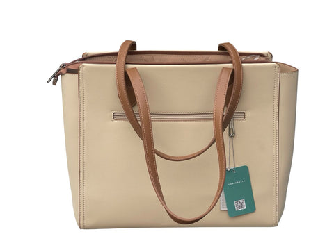Chrisbella Elegant Structured Office Bag- Light Brown