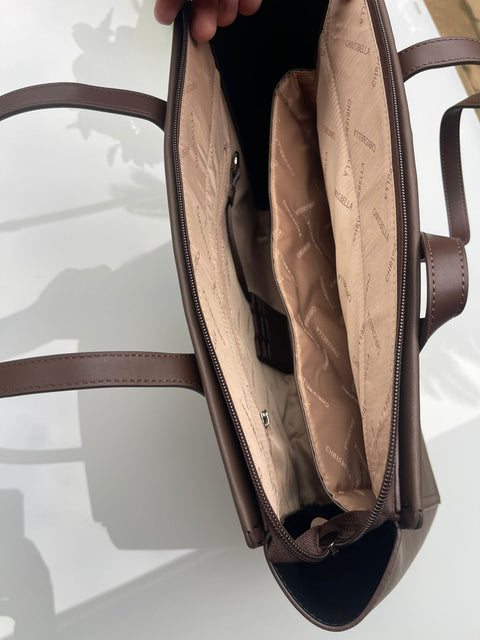 Chrisbella Elegant Structured Office Bag- Light Brown