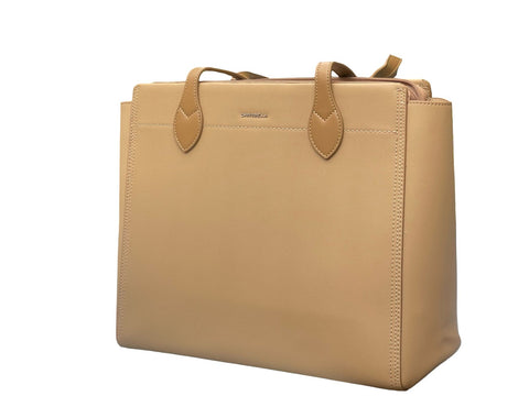 Chrisbella Elegant Structured Office Bag- Brown