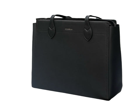 Chrisbella Elegant Structured Office Bag- Black