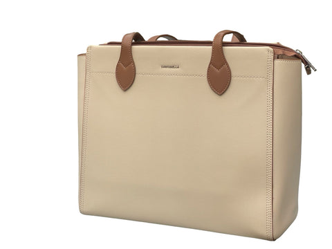 Chrisbella Elegant Structured Office Bag- Light Brown