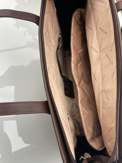 Chrisbella Elegant Structured Office Bag- Brown