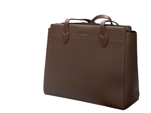 Chrisbella Elegant Structured Office Bag- Dark Brown