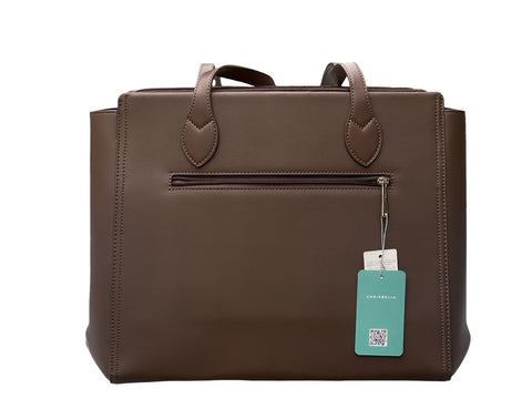 Chrisbella Elegant Structured Office Bag- Dark Brown