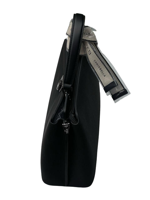 Chrisbella Top-Handle Bag with Scarf- Black