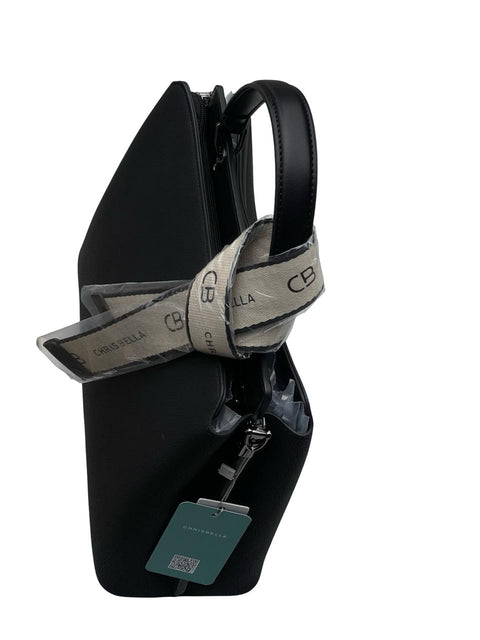 Chrisbella Top-Handle Bag with Scarf- Black