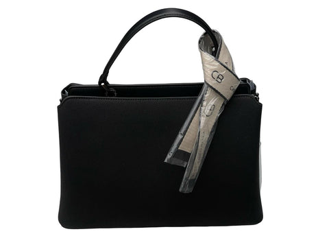Chrisbella Top-Handle Bag with Scarf- Black