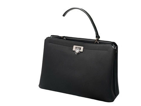 Chrisbella Top-Handle Bag with Scarf- Black