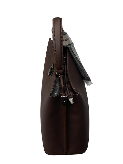 Chrisbella Top-Handle Bag with Scarf- Dark Brown