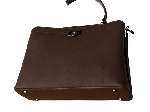 Chrisbella Top-Handle Bag with Scarf- Dark Brown