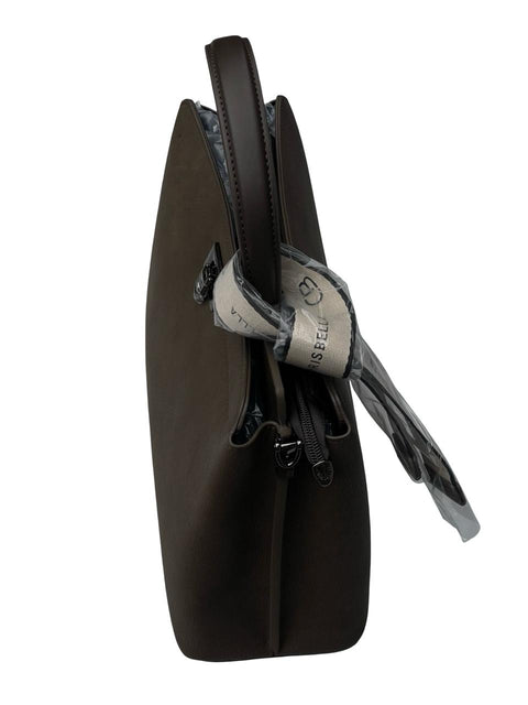 Chrisbella Top-Handle Bag with Scarf- Brown