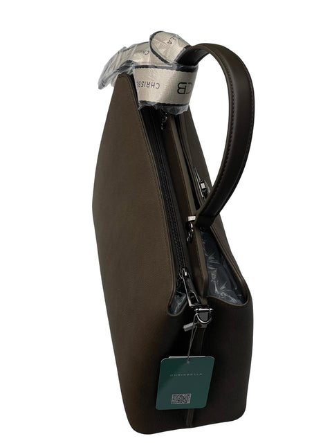 Chrisbella Top-Handle Bag with Scarf- Brown
