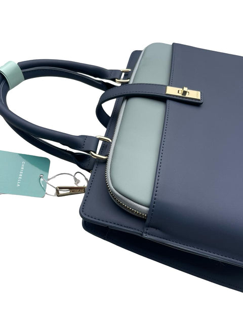 Chrisbella Structured Executive with Gold Hardware- Blue