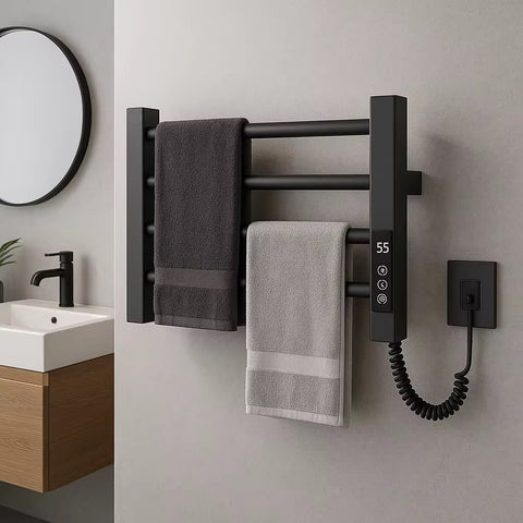 Wall-Mounted Heated Towel Rack 304 Stainless Steel Black