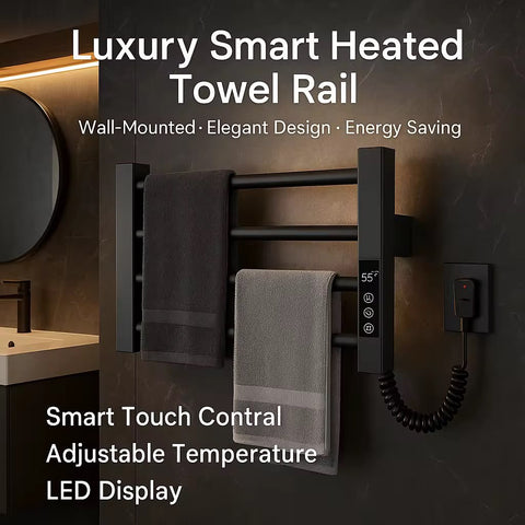 Wall-Mounted Heated Towel Rack 304 Stainless Steel Black
