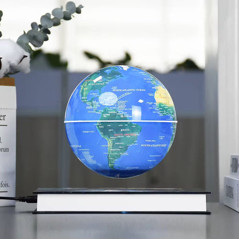 Magnetic Levitation Globe with LED Light – 6" / 8" Floating Rotating Globe