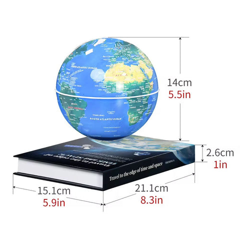 Magnetic Levitation Globe with LED Light – 6" / 8" Floating Rotating Globe