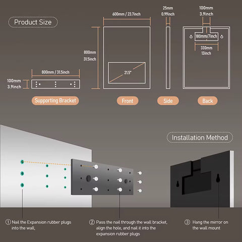 Smart LED Bathroom TV Mirror – Multi-Function Wall-Mounted Mirror (MT-001)