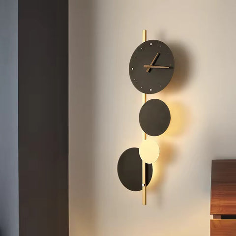 Luxury Iron LED Wall Lamp with Clock – Scandinavian Design, Dimmable (XDG1085)