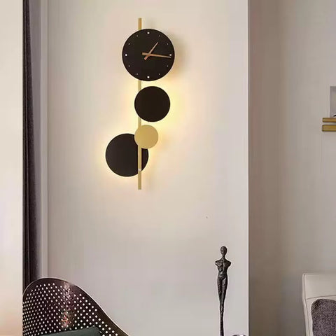 Luxury Iron LED Wall Lamp with Clock – Scandinavian Design, Dimmable (XDG1085)