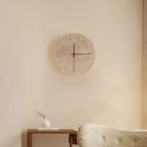 Nordic Travertine Round LED Wall Lamp – Wabi-Sabi Stone Sconce (MW-611)