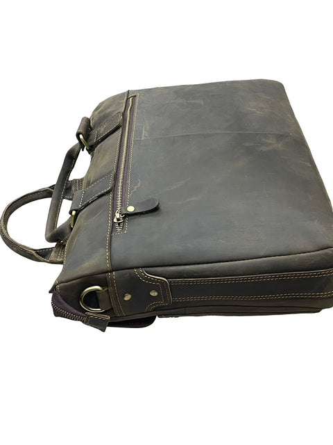 Handmade Vintage Black Genuine Leather Laptop Briefcase