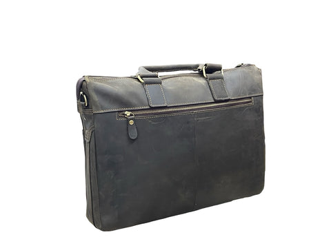 Handmade Vintage Black Genuine Leather Laptop Briefcase