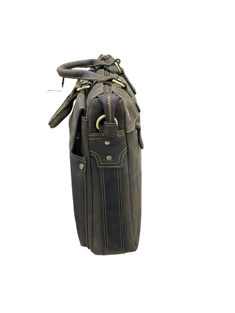Handmade Vintage Black Genuine Leather Laptop Briefcase