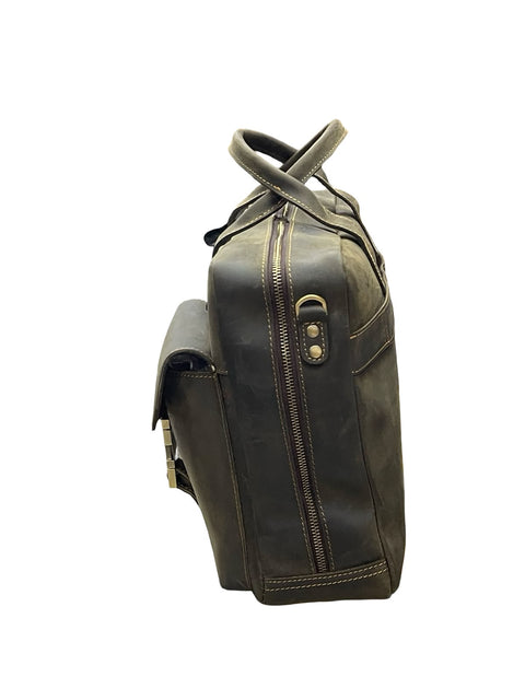 Premium Black Leather Laptop Briefcase – Multi-Pocket Business Work Bag