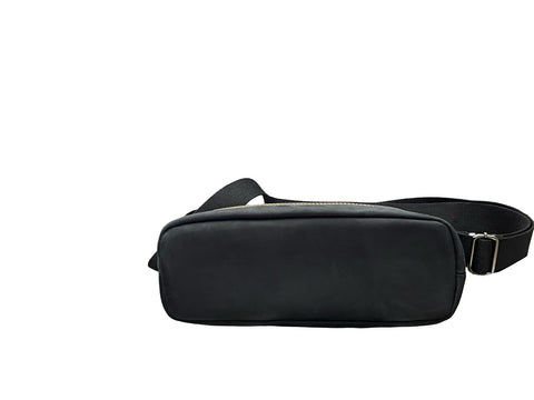 Classic Black Leather Crossbody Bag – Compact Everyday Shoulder Messenger Bag