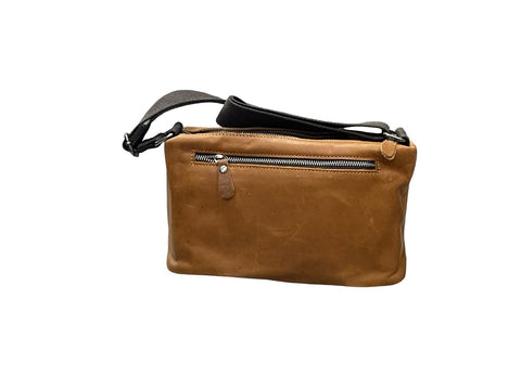 Vintage Tan Leather Crossbody Sling Bag