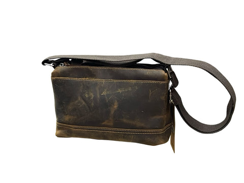 Vintage Tan Leather Crossbody Sling Bag