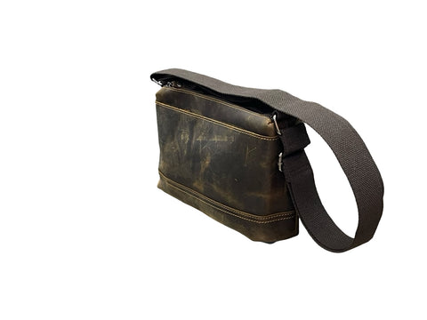 Vintage Tan Leather Crossbody Sling Bag