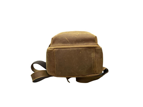 Vintage Genuine Leather Mini Backpack – Handmade Tan Leather Everyday Backpack