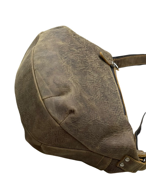 Vintage Leather Shoulder Bag – Rustic Brown Crossbody Messenger Purse for Everyday Use