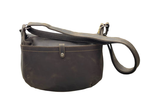 Vintage Distressed Leather Crossbody Messenger Bag – Dark Brown Handmade Shoulder Bag