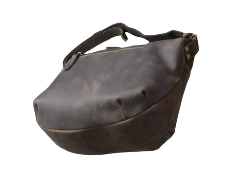 Vintage Distressed Leather Crossbody Messenger Bag – Dark Brown Handmade Shoulder Bag
