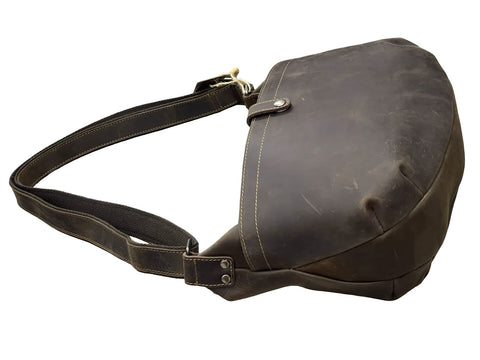 Vintage Distressed Leather Crossbody Messenger Bag – Dark Brown Handmade Shoulder Bag