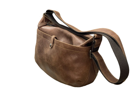 Handcrafted Rustic Leather Sling Bag – Vintage Brown Crossbody Shoulder Bag