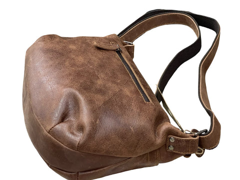 Handcrafted Rustic Leather Sling Bag – Vintage Brown Crossbody Shoulder Bag