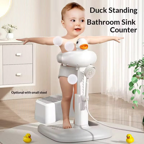 Cute Duck Adjustable Toddler Hair Washing Stand & Stool Set