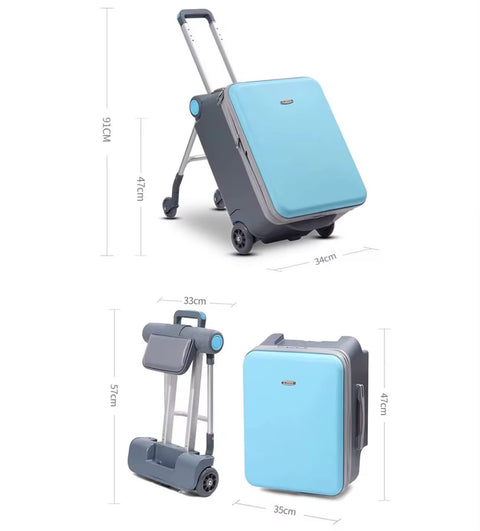 Convertible 4-Wheel Rolling Trolley Suitcase