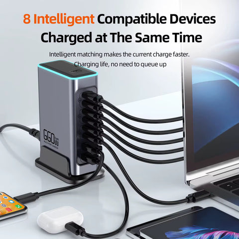 660W 8-Port GaN Desktop Fast Charger