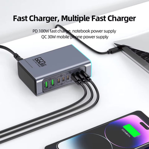 660W 8-Port GaN Desktop Fast Charger