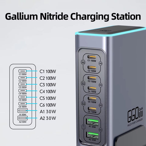 660W 8-Port GaN Desktop Fast Charger