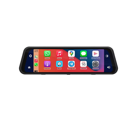 Smart Car Mirror Dash Cam with Wireless Apple CarPlay & Android Auto