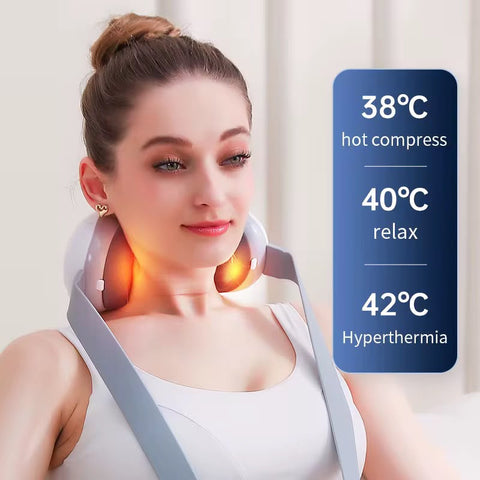 3D Air Pillow Neck & Shoulder Massager with Hot Compress