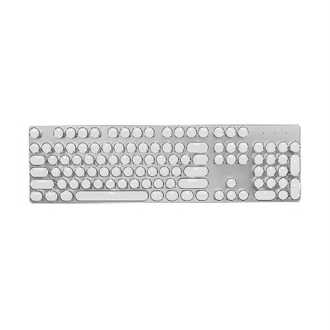 Retro Typewriter Mechanical Keyboard – White Round Keycaps (Full-Size)