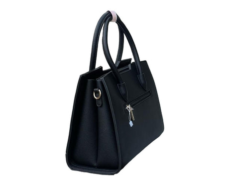 BAGCO Elegant Faux Leather Top-Handle Handbag (Black)