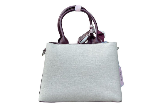 BAGCO Elegant Two-Tone Handbag with Scarf Accent (White)